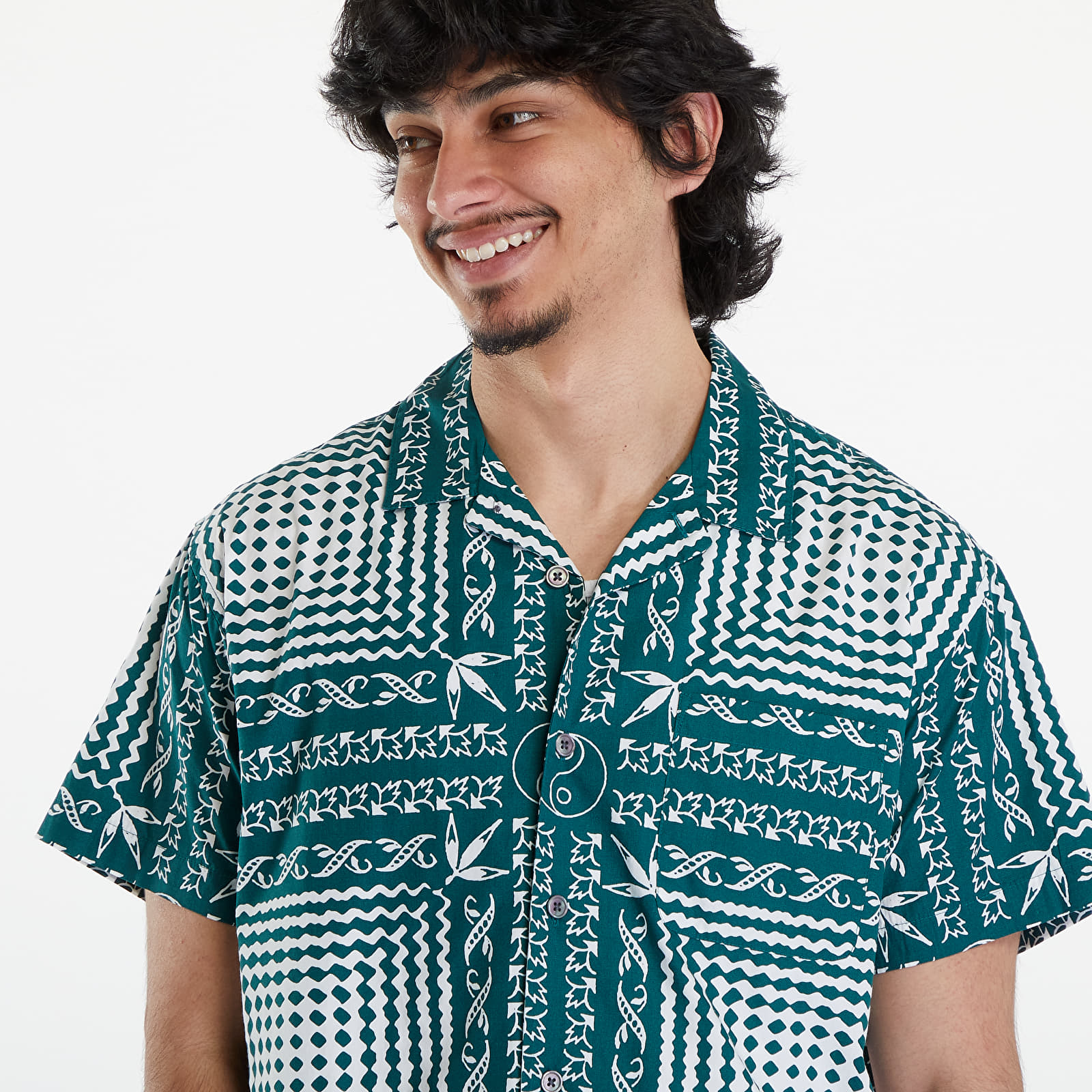 Košile OBEY Cortex Woven Shirt Aventurine Green/ Multi