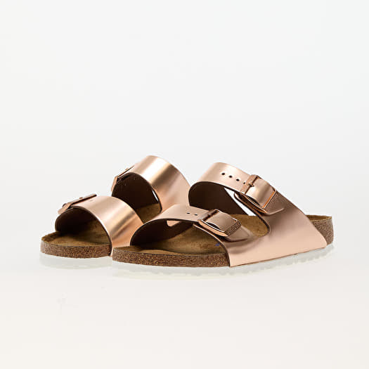 Summer shoes sneakers and flip flops Birkenstock Arizona Birko Floor Soft Metallic Copper Queens