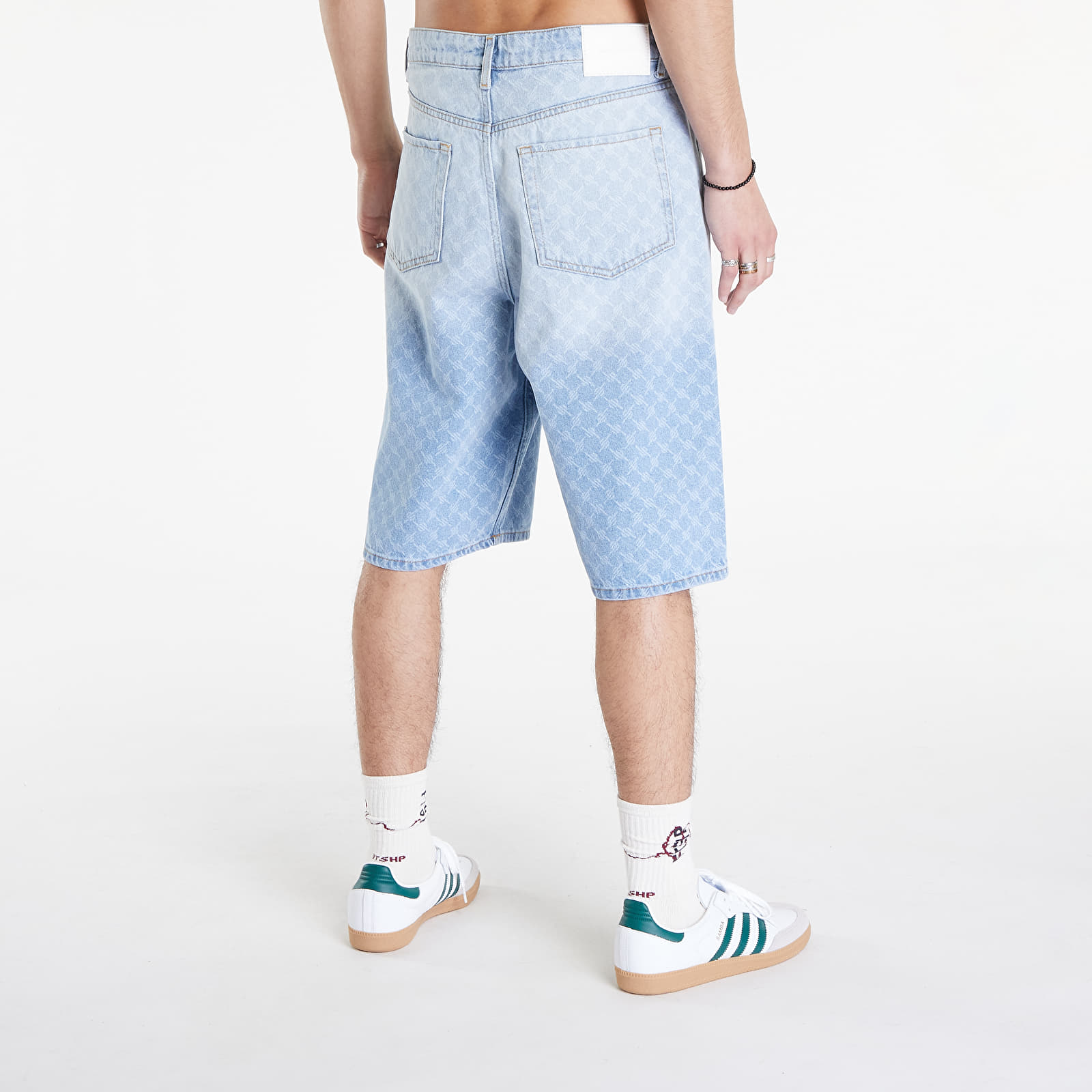 Shorts Daily Paper Zella Monogram Denim Shorts Mid Blue