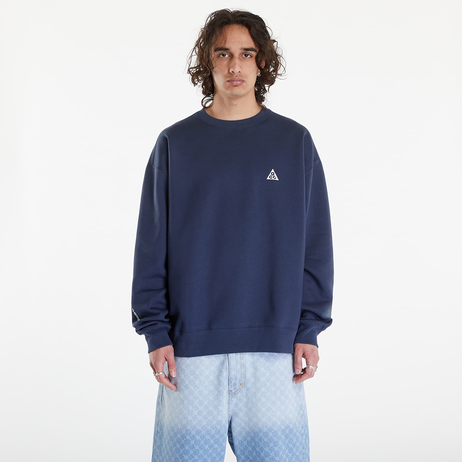 Mikiny Nike ACG Therma-FIT Fleece Crew Thunder Blue/ Summit White