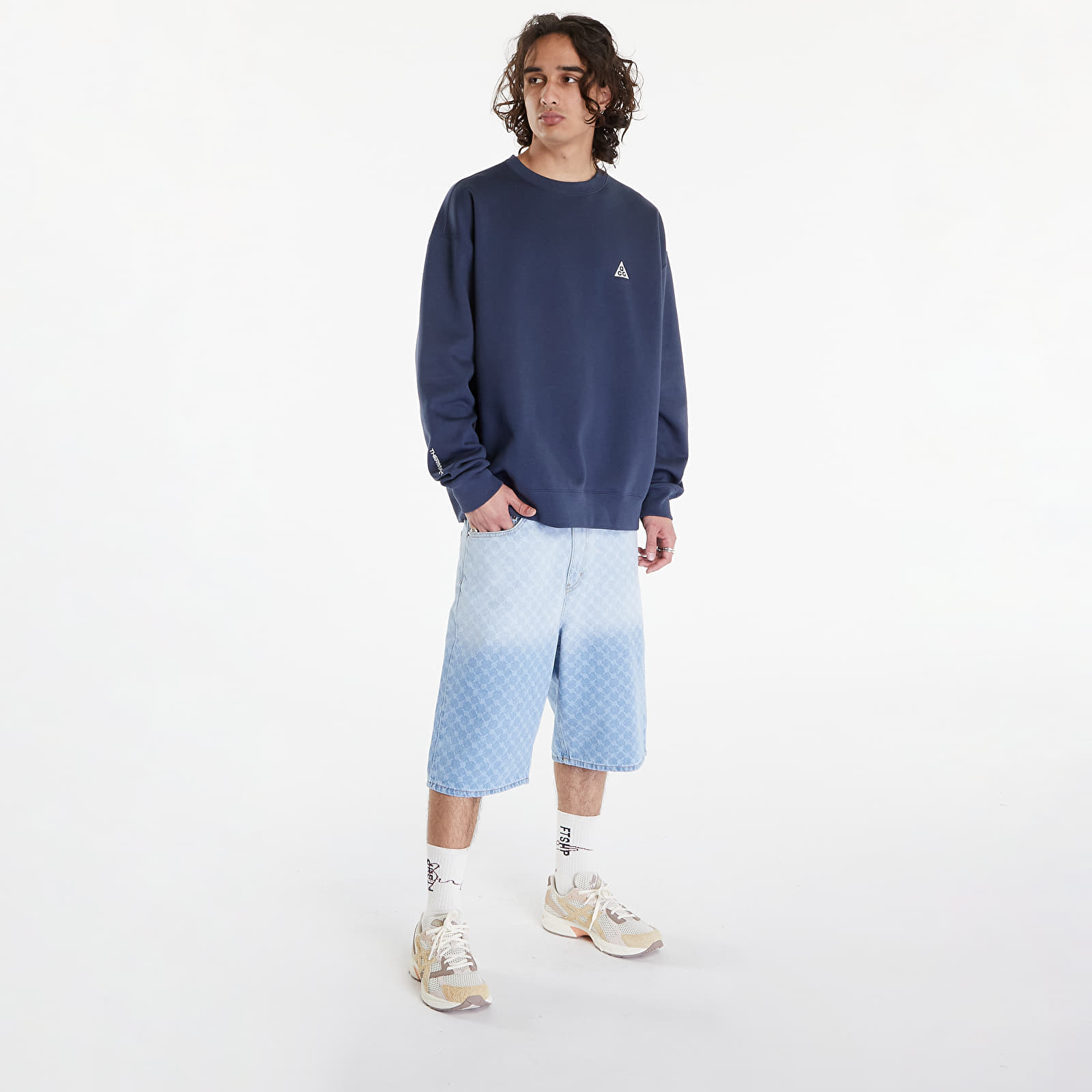 Mikiny Nike ACG Therma-FIT Fleece Crew Thunder Blue/ Summit White