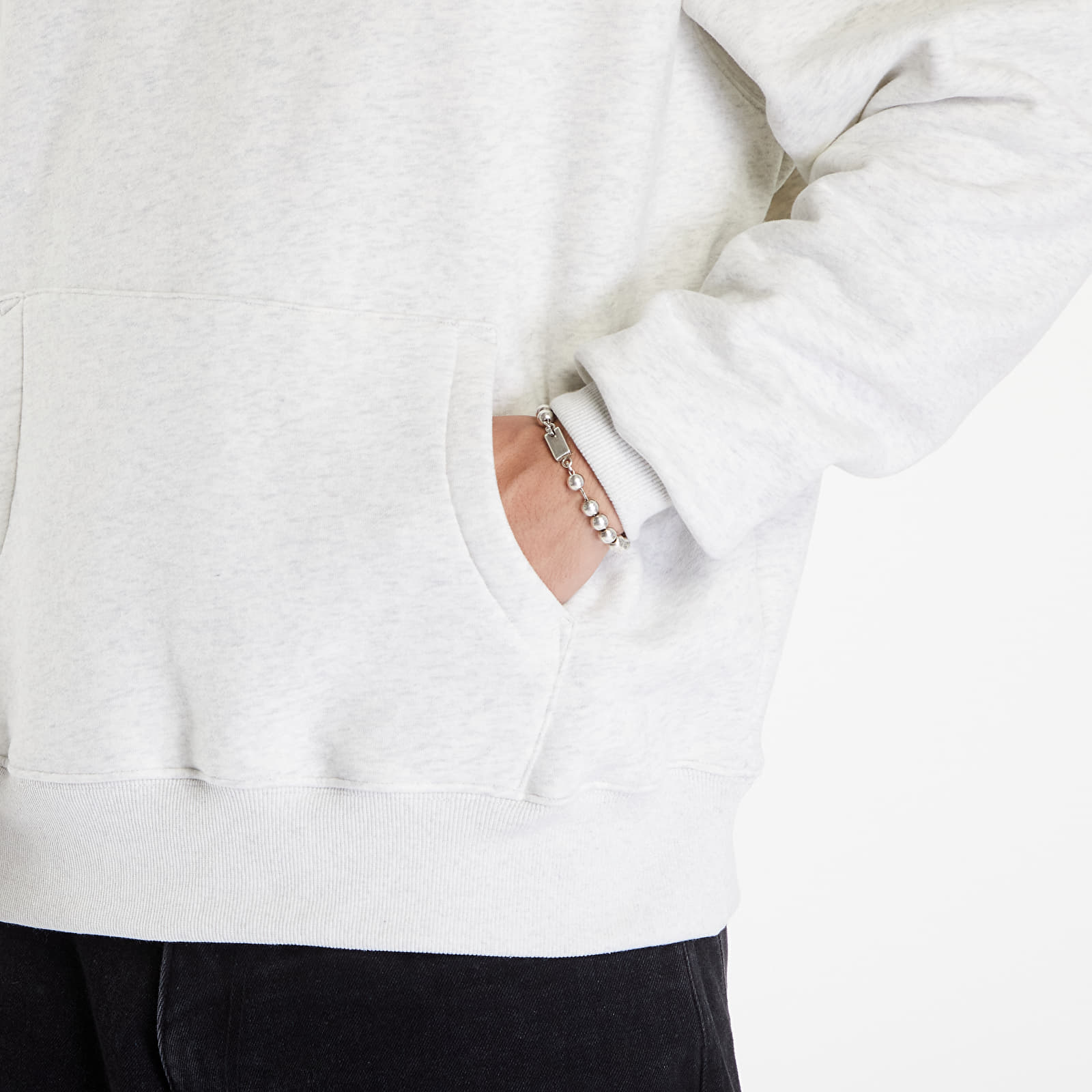 Mikiny PLEASURES Rhinestone Impact Hoodie Light Heather Grey