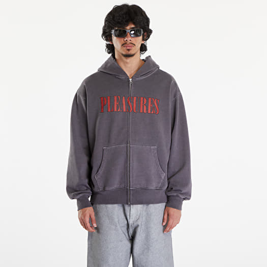 Men s sweatshirts PLEASURES Onyx Zip Up Hoodie Faded Black Queens