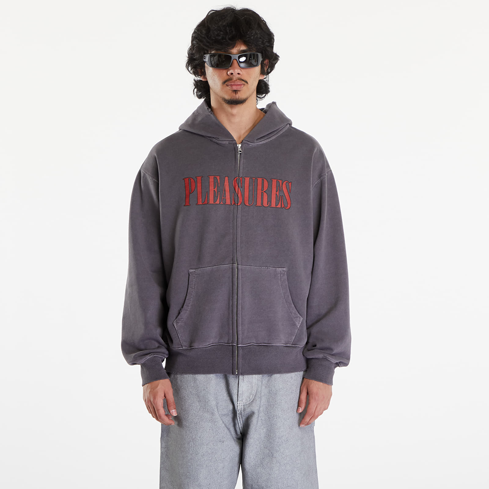 Men's sweatshirts PLEASURES Onyx Zip Up Hoodie Faded Black
