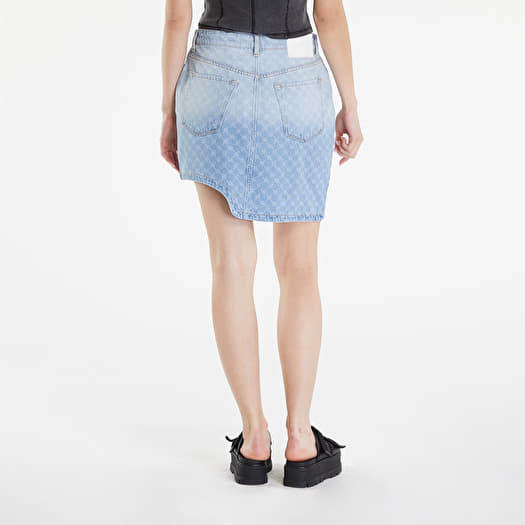 Rokken Daily Paper Zella Monogram Denim Skirt Mid Blue Queens