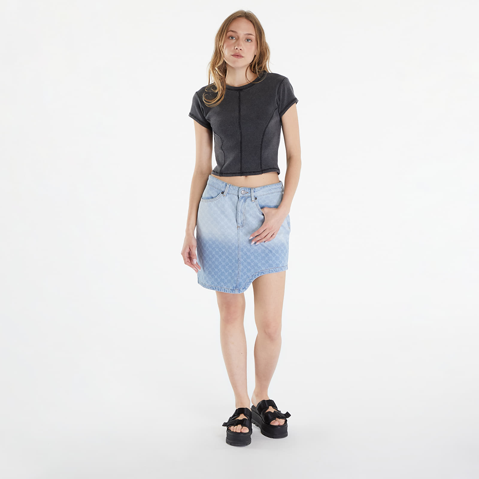 Seelikud Daily Paper Zella Monogram Denim Skirt Mid Blue
