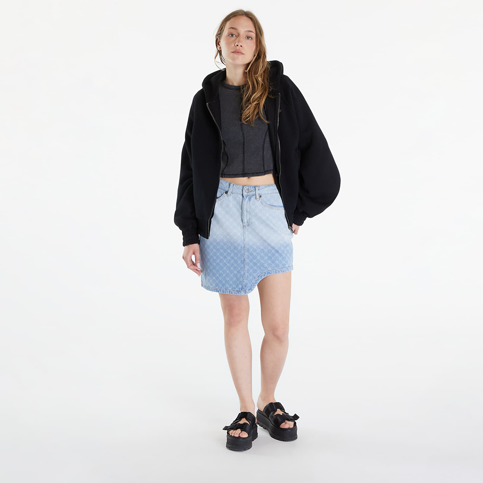Damestruien Daily Paper Njeri Oversized Zipper Hoodie Black