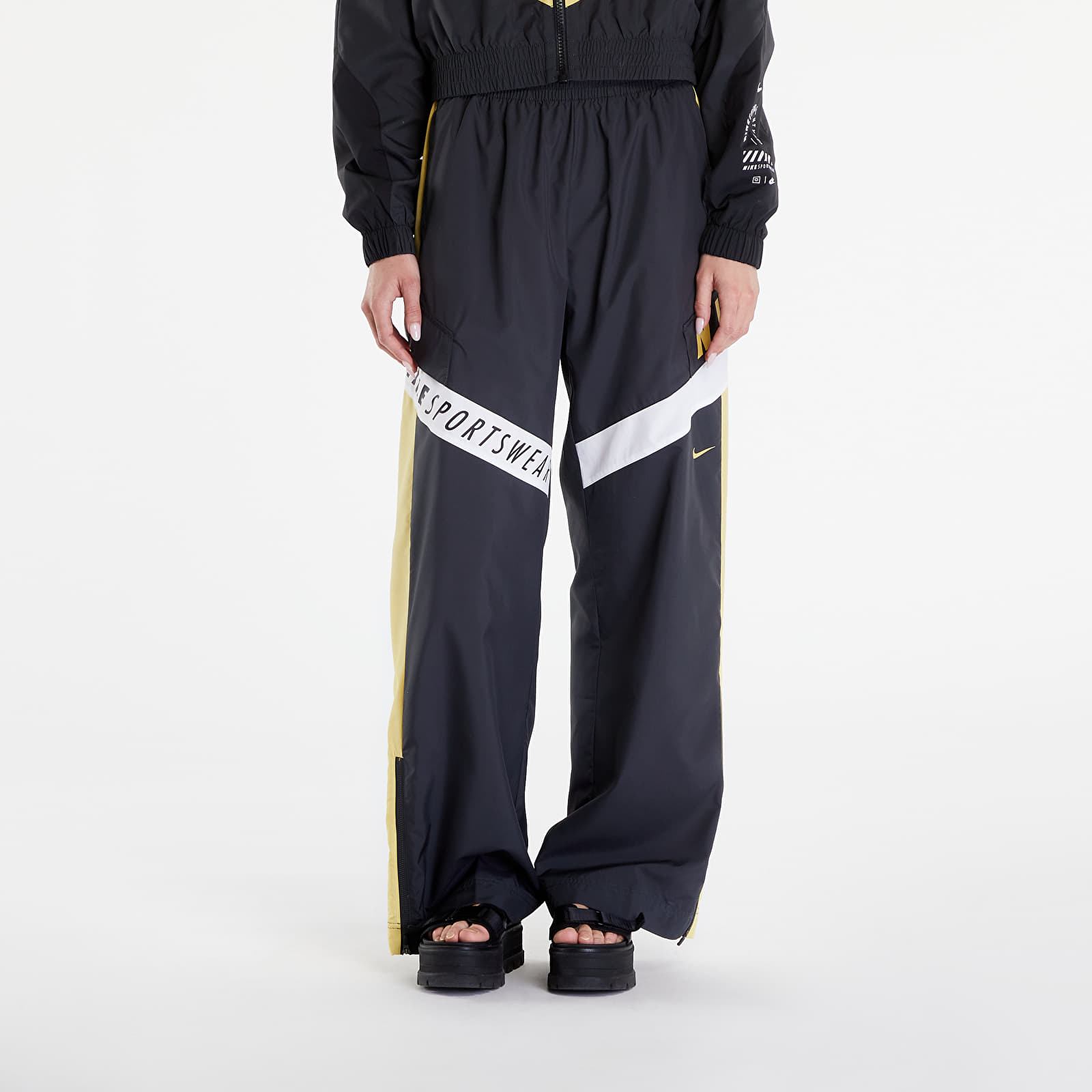Naiste püksid Nike Sportswear Women's High-Waisted Pants Dk Smoke Grey/ Saturn Gold/ White
