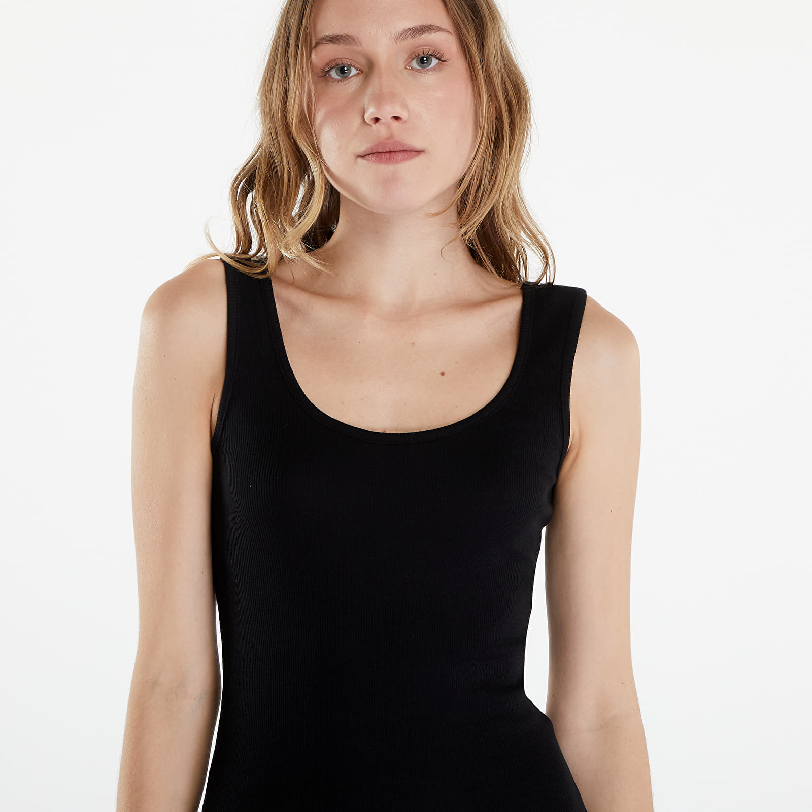 Kleider Urban Classics Ladies Rib Top Dress Black