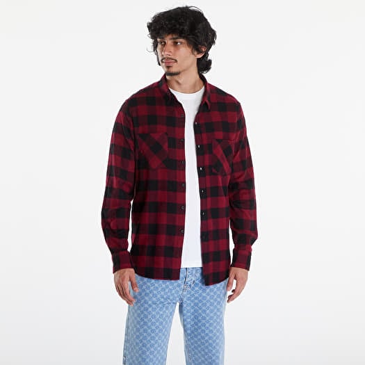 Πουκάμισα Urban Classics Checked Flanell Shirt Black/ Burgundy