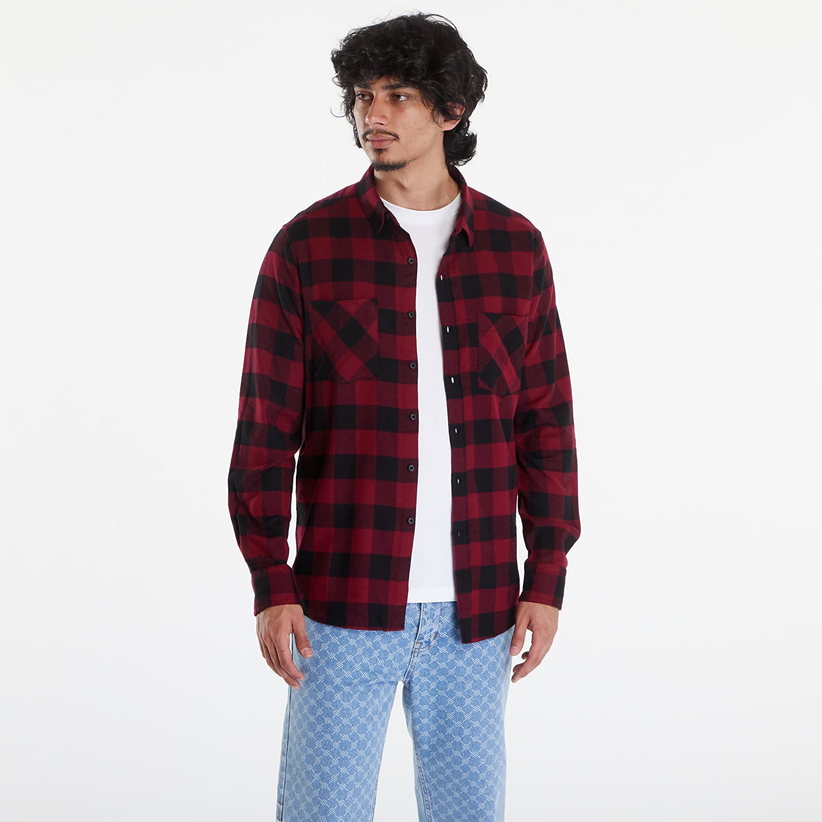 Shirts Urban Classics Checked Flanell Shirt Black/ Burgundy