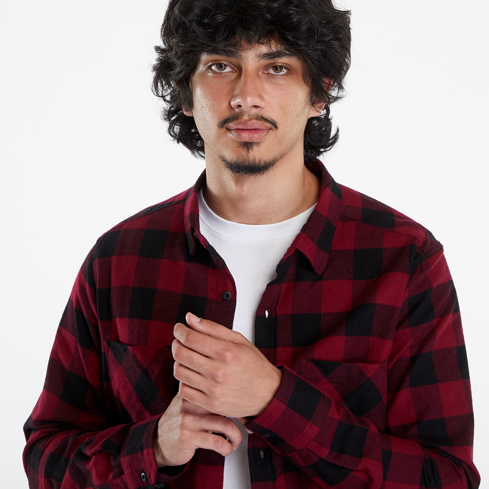 Shirts Urban Classics Checked Flanell Shirt Black/ Burgundy