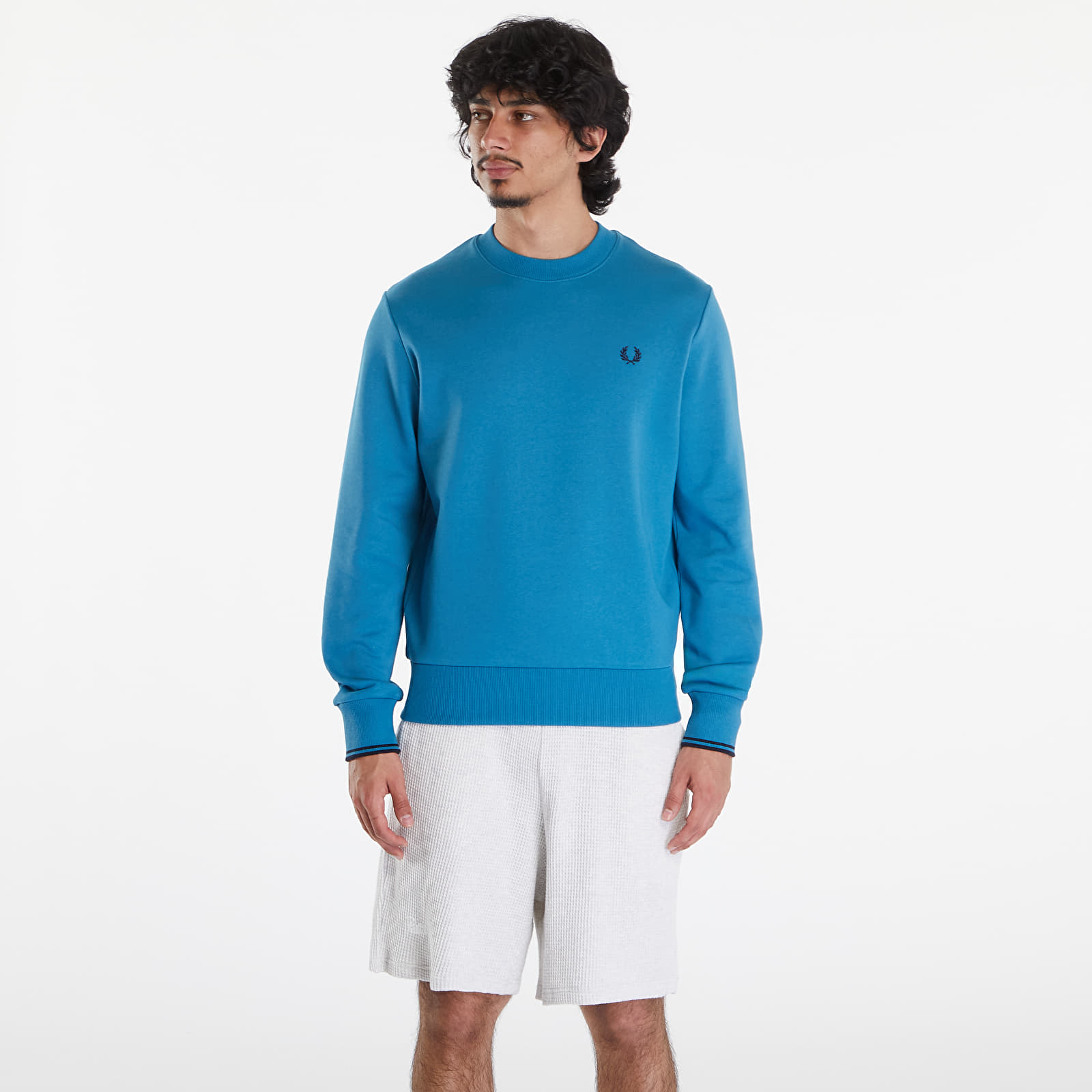 Bluzy męskie Fred Perry Crew Neck Sweatshirt Ocean/ Navy