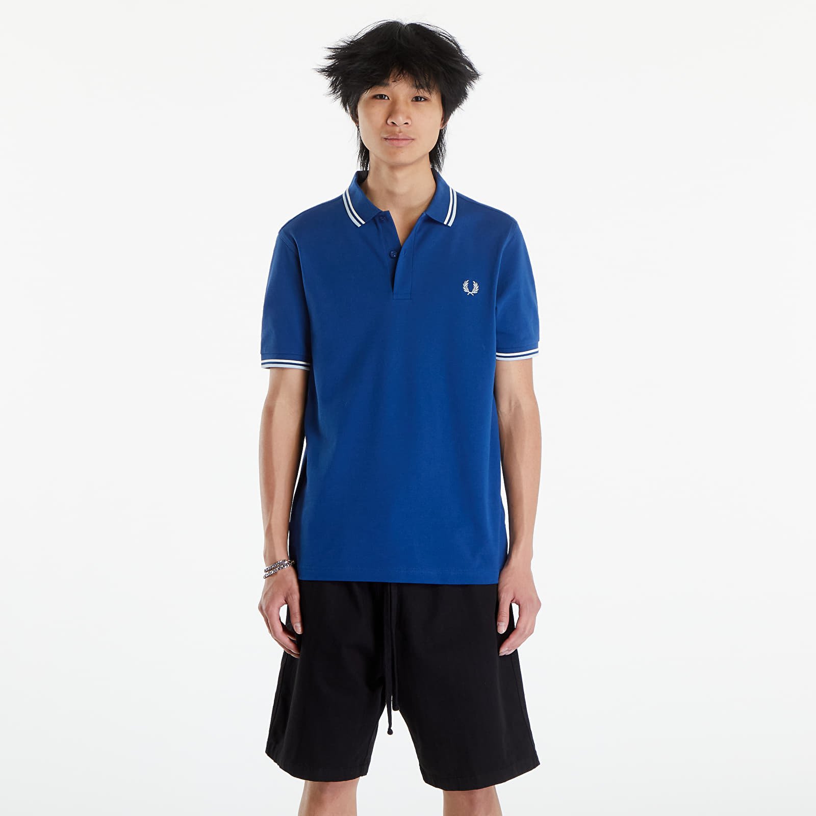 Muške majice FRED PERRY  Twin Tipped Fred Perry Shirt Shdcob/Snow white/Light ice