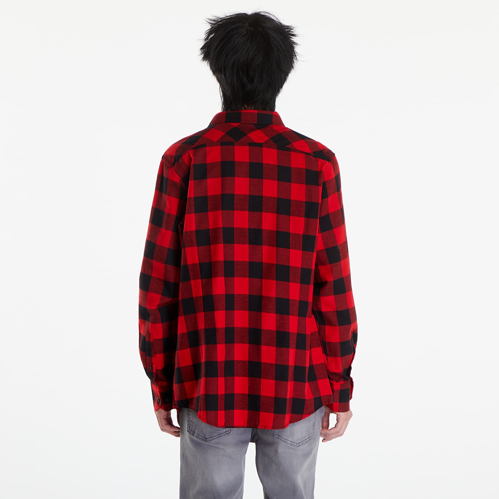 Košile Urban Classics Checked Flanell Shirt Black/ Red