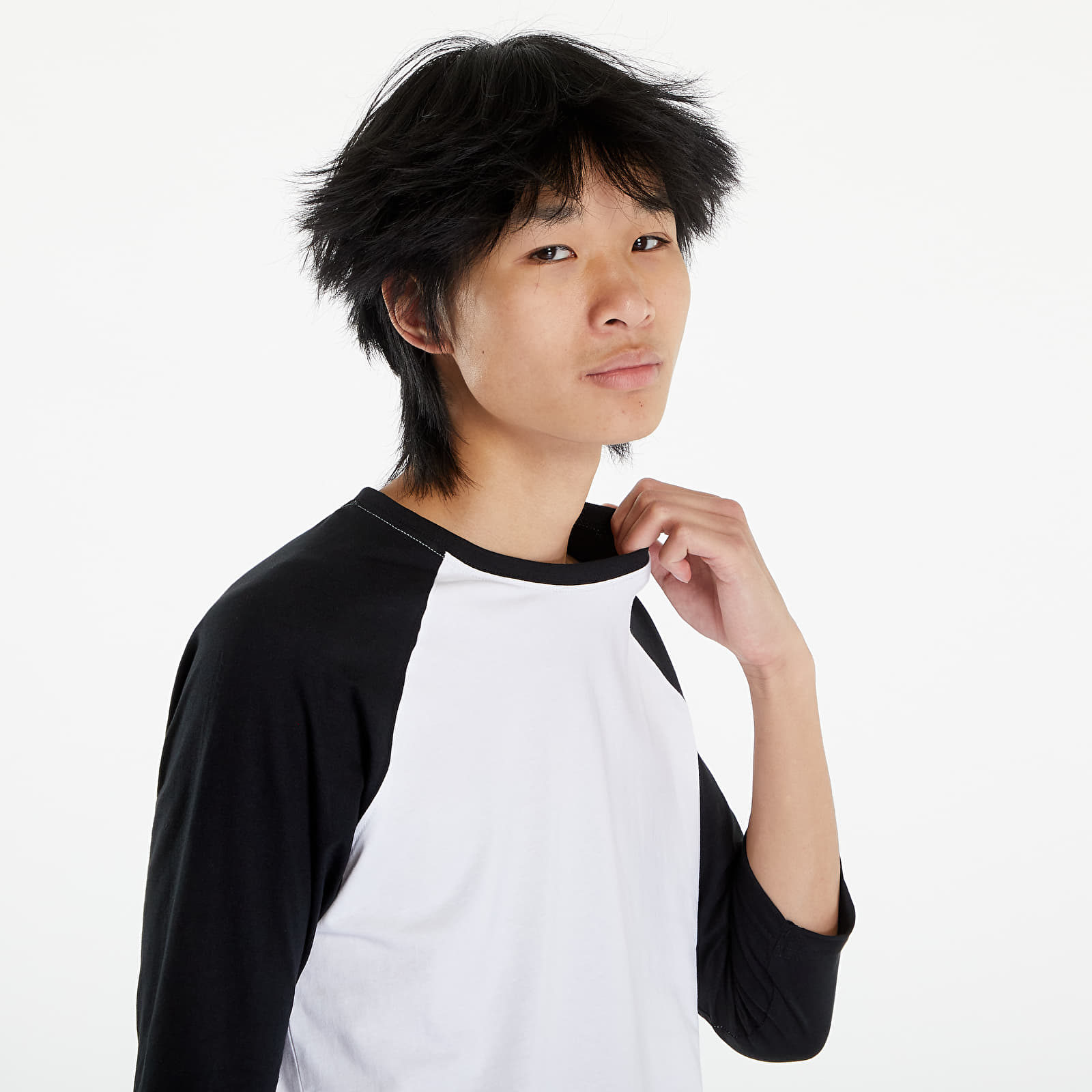T-shirts Urban Classics Contrast 3/4 Sleeve Raglan White/ Black