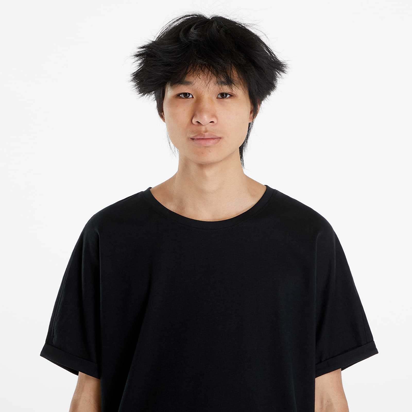 T-Shirts Urban Classics Long Shaped Turnup Black