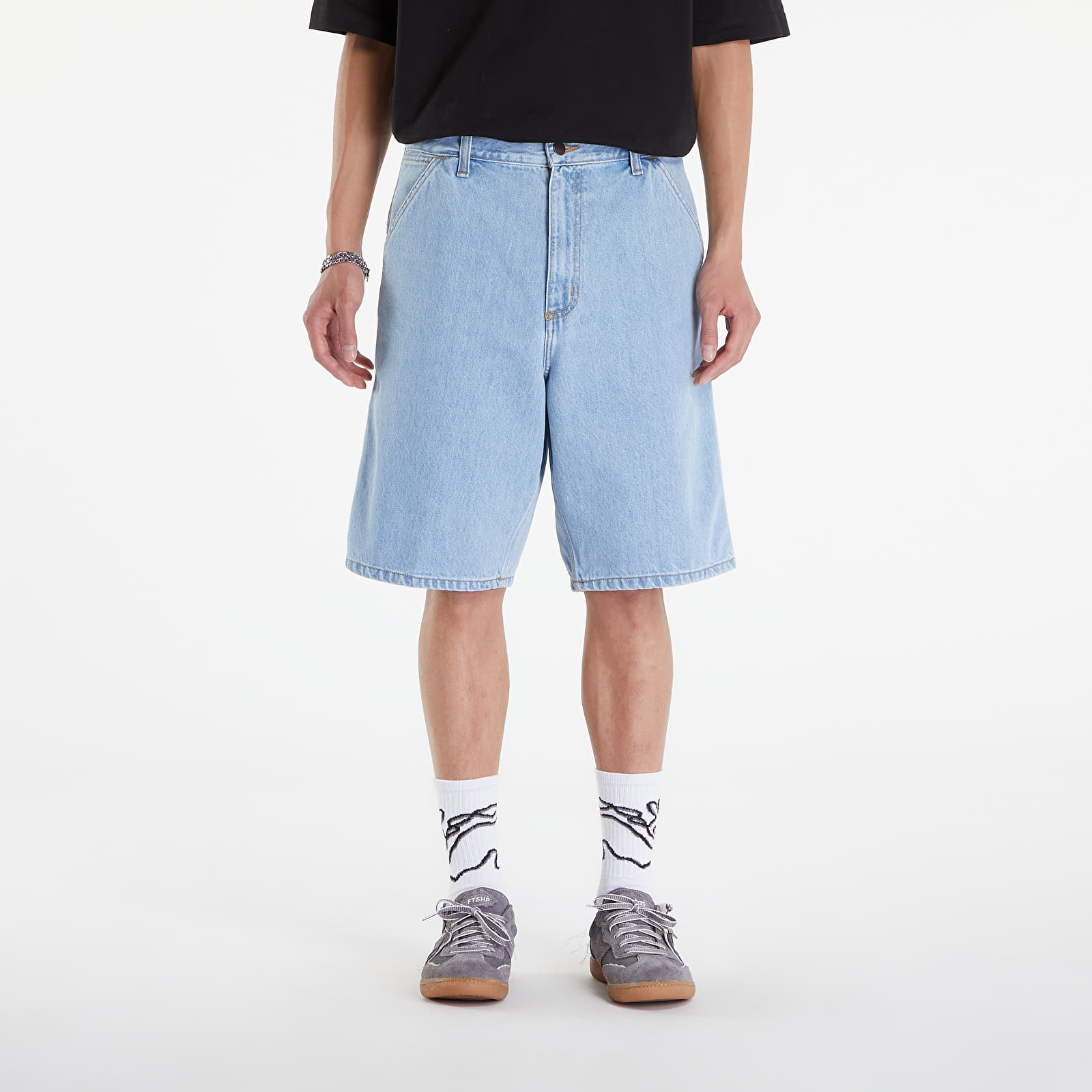Shorts voor heren Carhartt WIP Single Knee Short Blue Heavy Stone Bleached