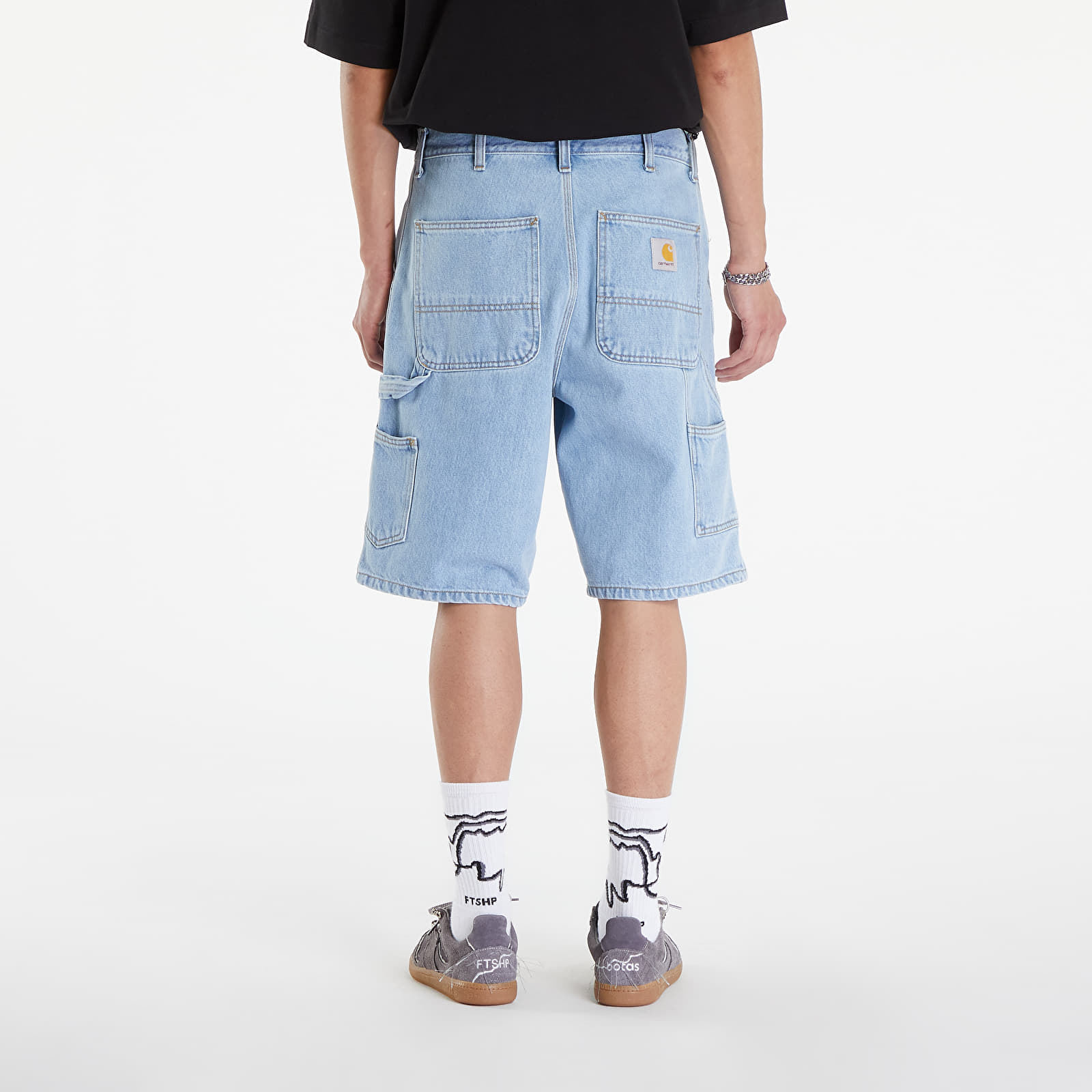 Shorts voor heren Carhartt WIP Single Knee Short Blue Heavy Stone Bleached