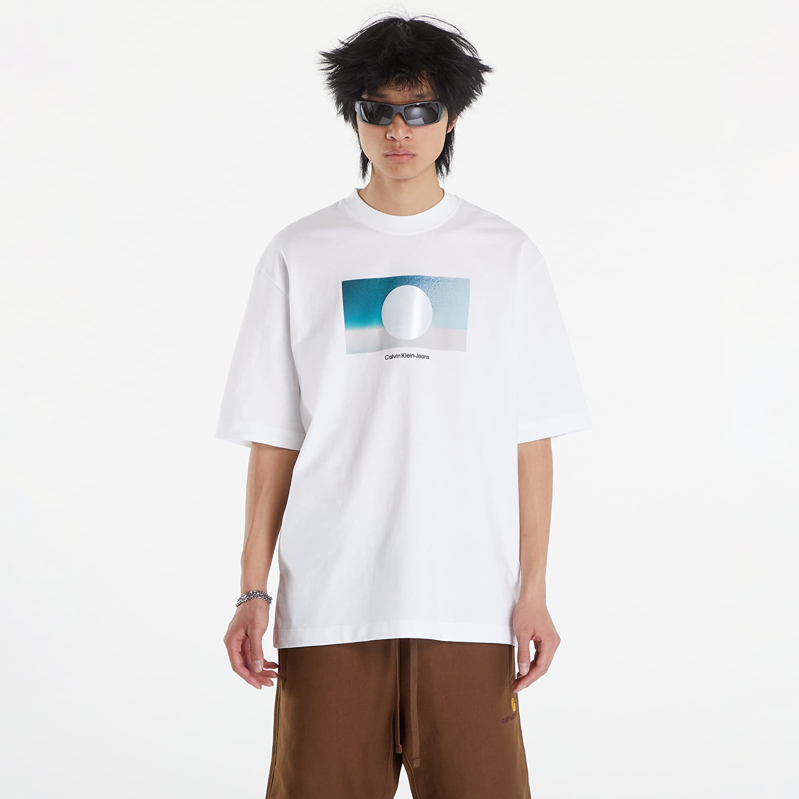 T-shirts för män Calvin Klein Jeans Cut Out Box Graphic White