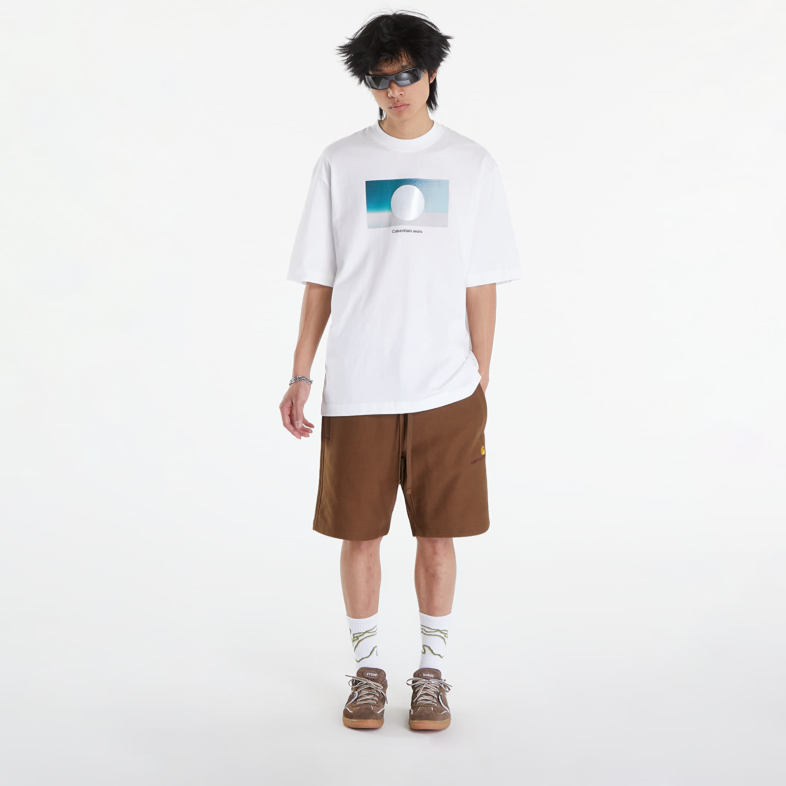 T-shirts för män Calvin Klein Jeans Cut Out Box Graphic White