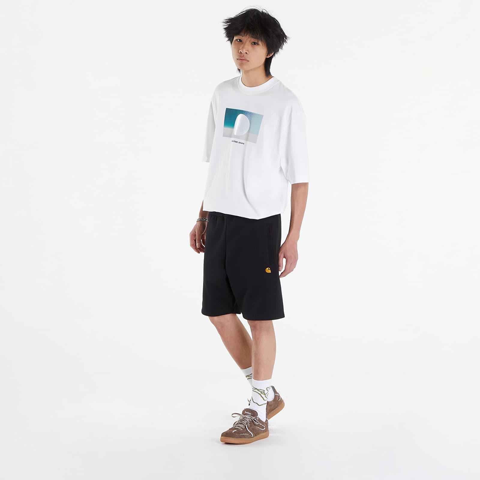 Men s shorts Carhartt WIP Chase Sweat Short Black Gold Queens