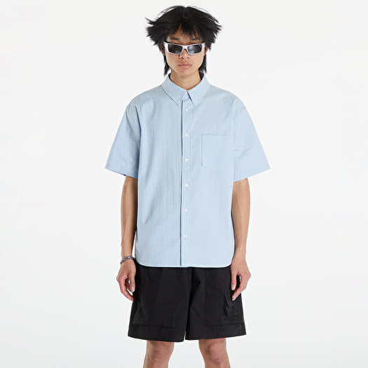 Košile Nike Life Men's Short-Sleeve Seersucker Button-Down Shirt Lt Armory Blue/ Lt Armory Blue