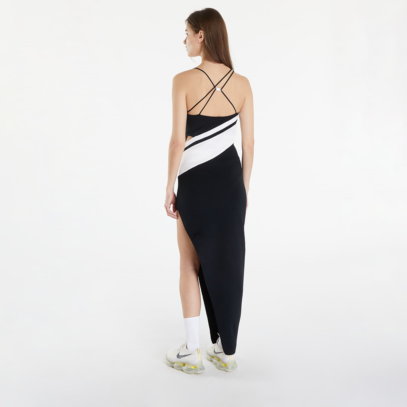 Robes Nike Sportswear Women s Asymmetrical Knit Dress Black White Black Black Queens