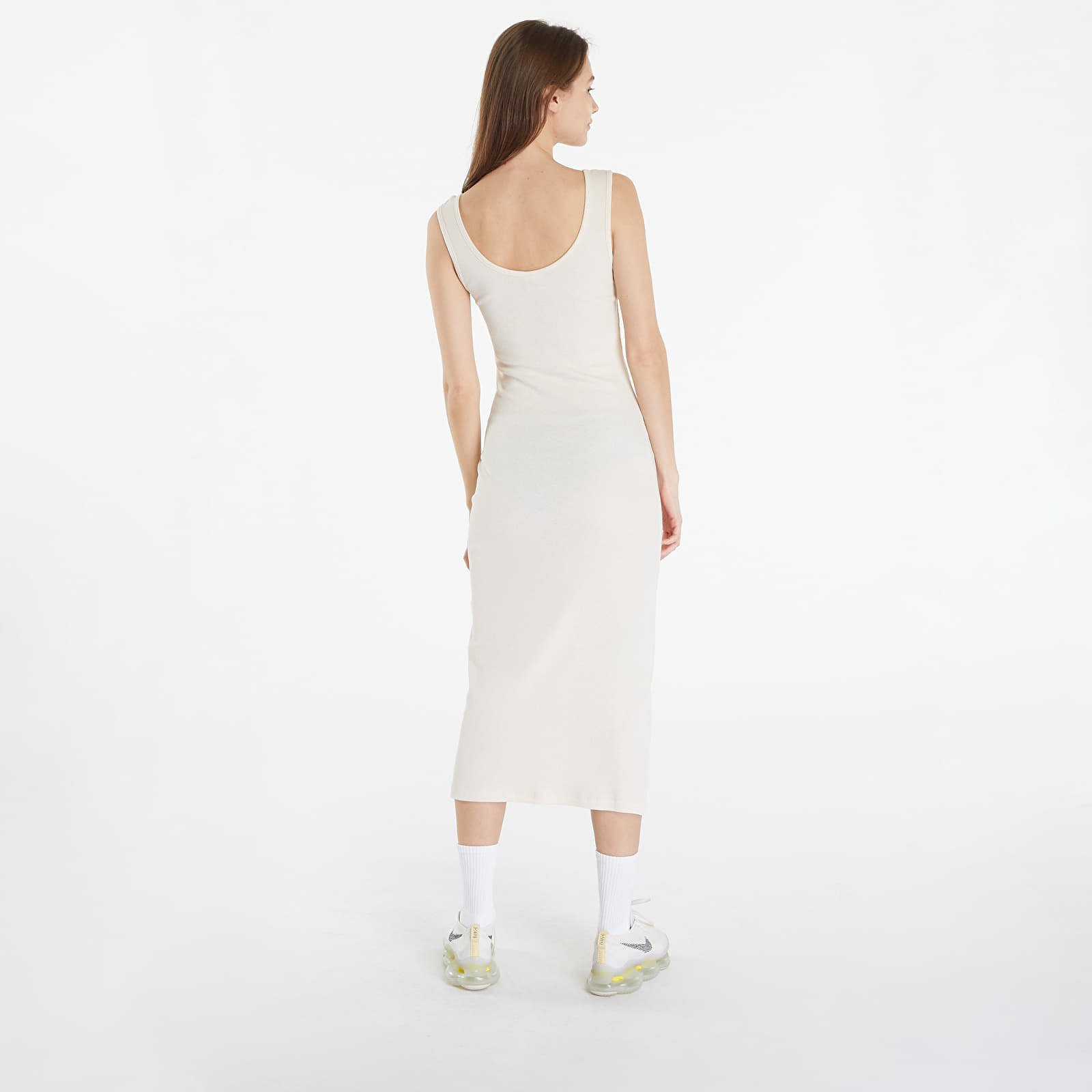 Kleider Urban Classics Ladies Rib Top Dress White Sand