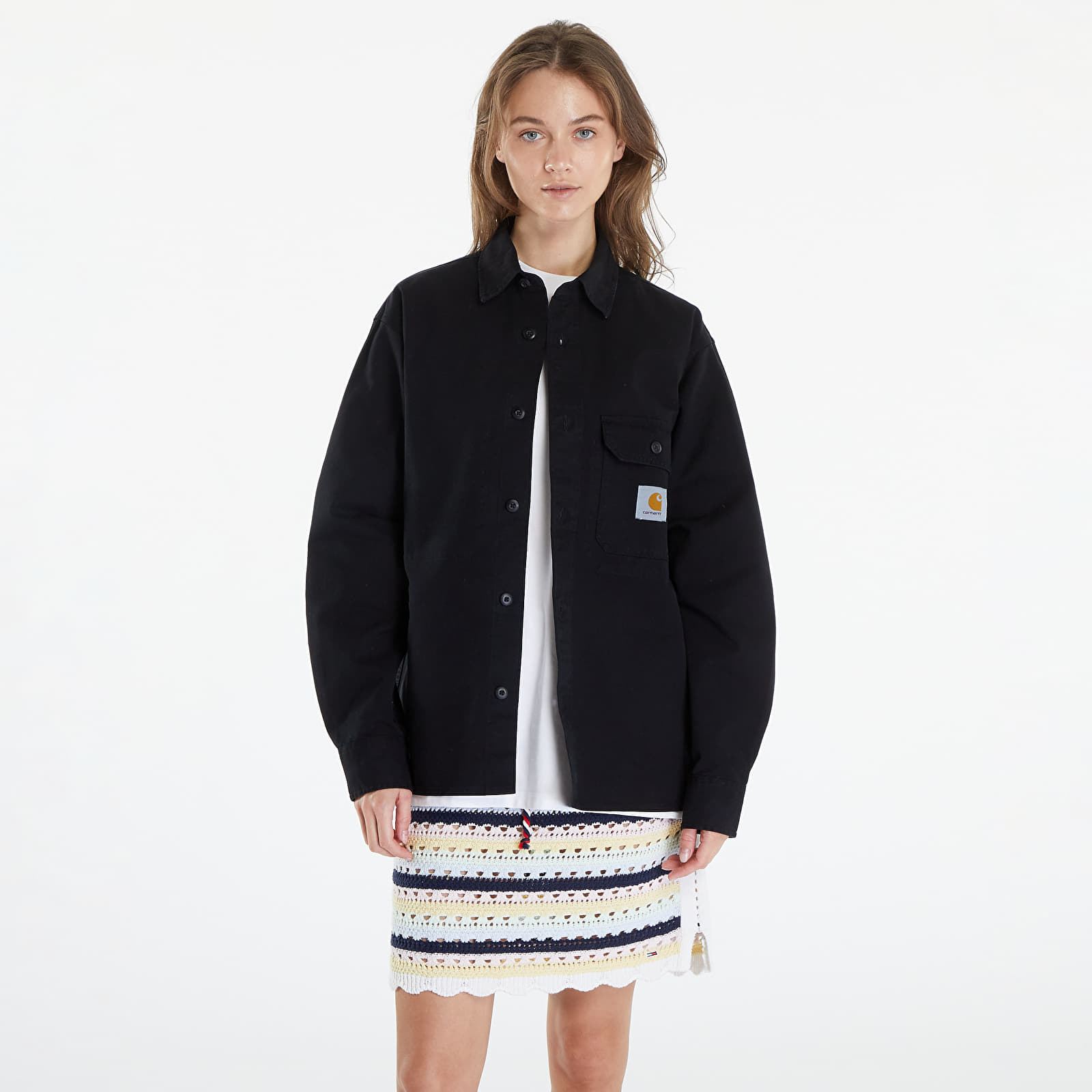 Vrchné tričká Carhartt WIP Reno Shirt Jacket UNISEX Black Garment Dyed