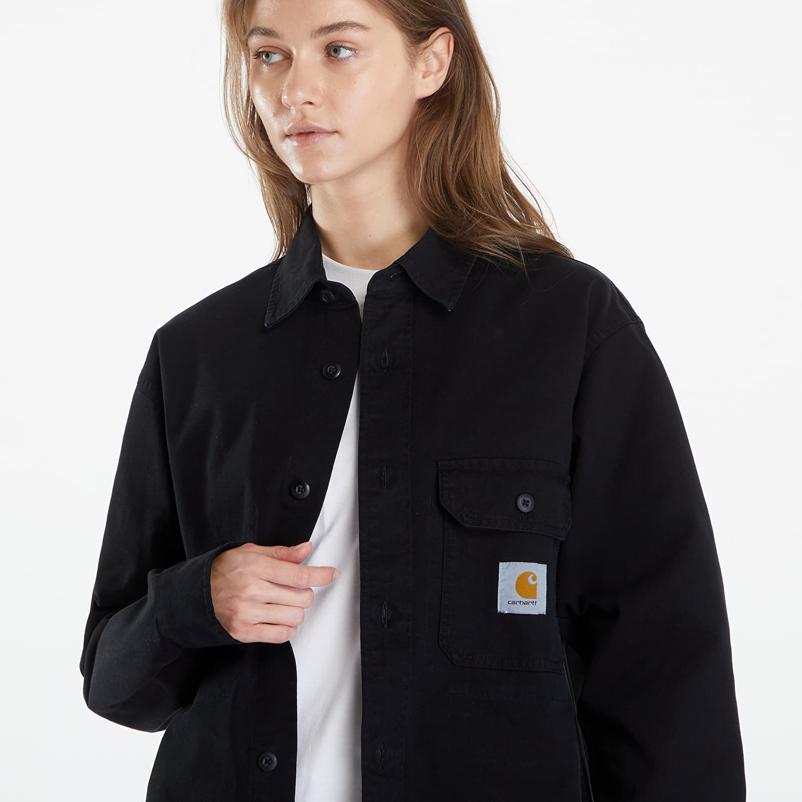 Vrchné tričká Carhartt WIP Reno Shirt Jacket UNISEX Black Garment Dyed