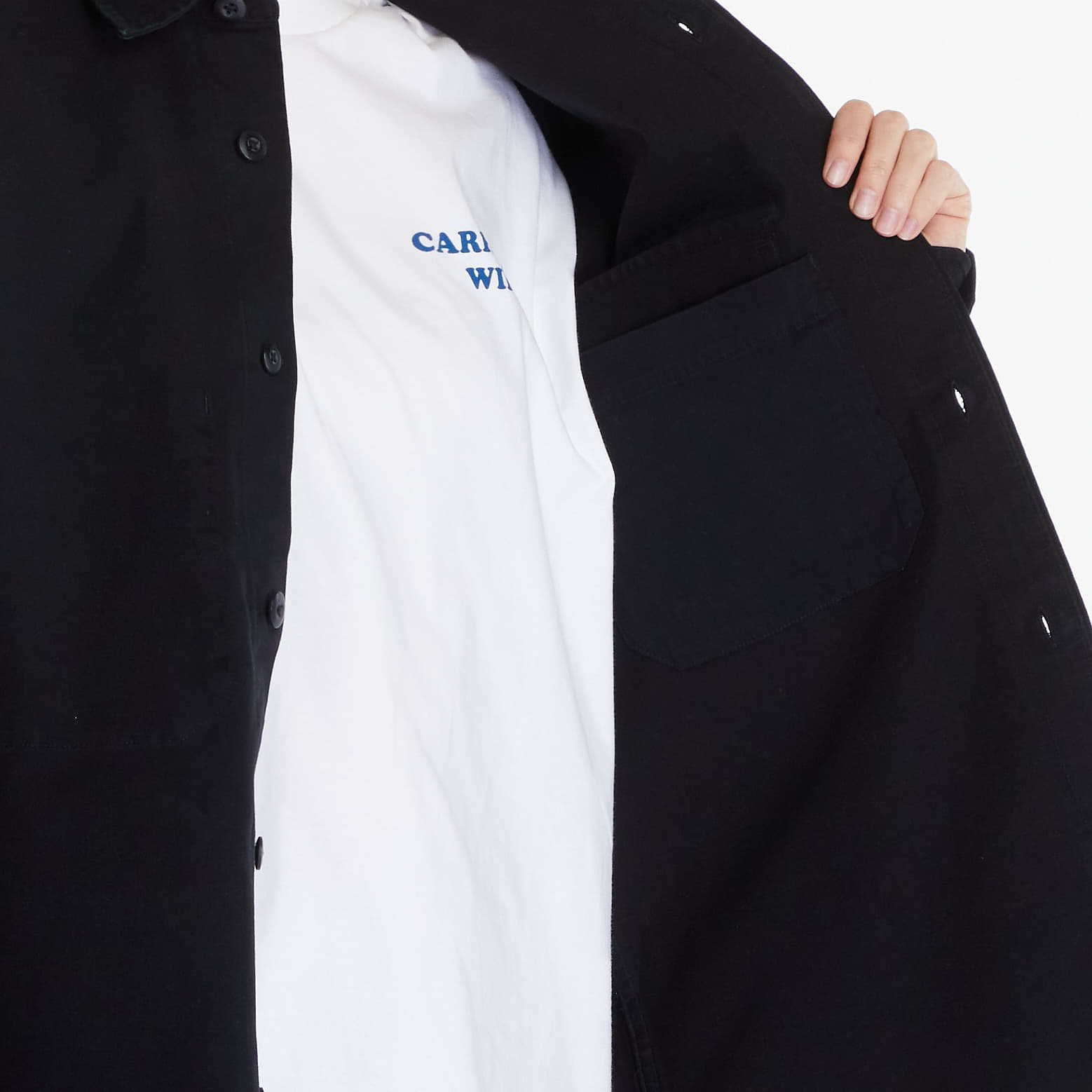 Vrchné tričká Carhartt WIP Reno Shirt Jacket UNISEX Black Garment Dyed