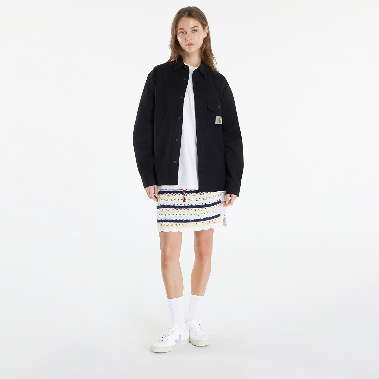 Vrchné tričká Carhartt WIP Reno Shirt Jacket UNISEX Black Garment Dyed