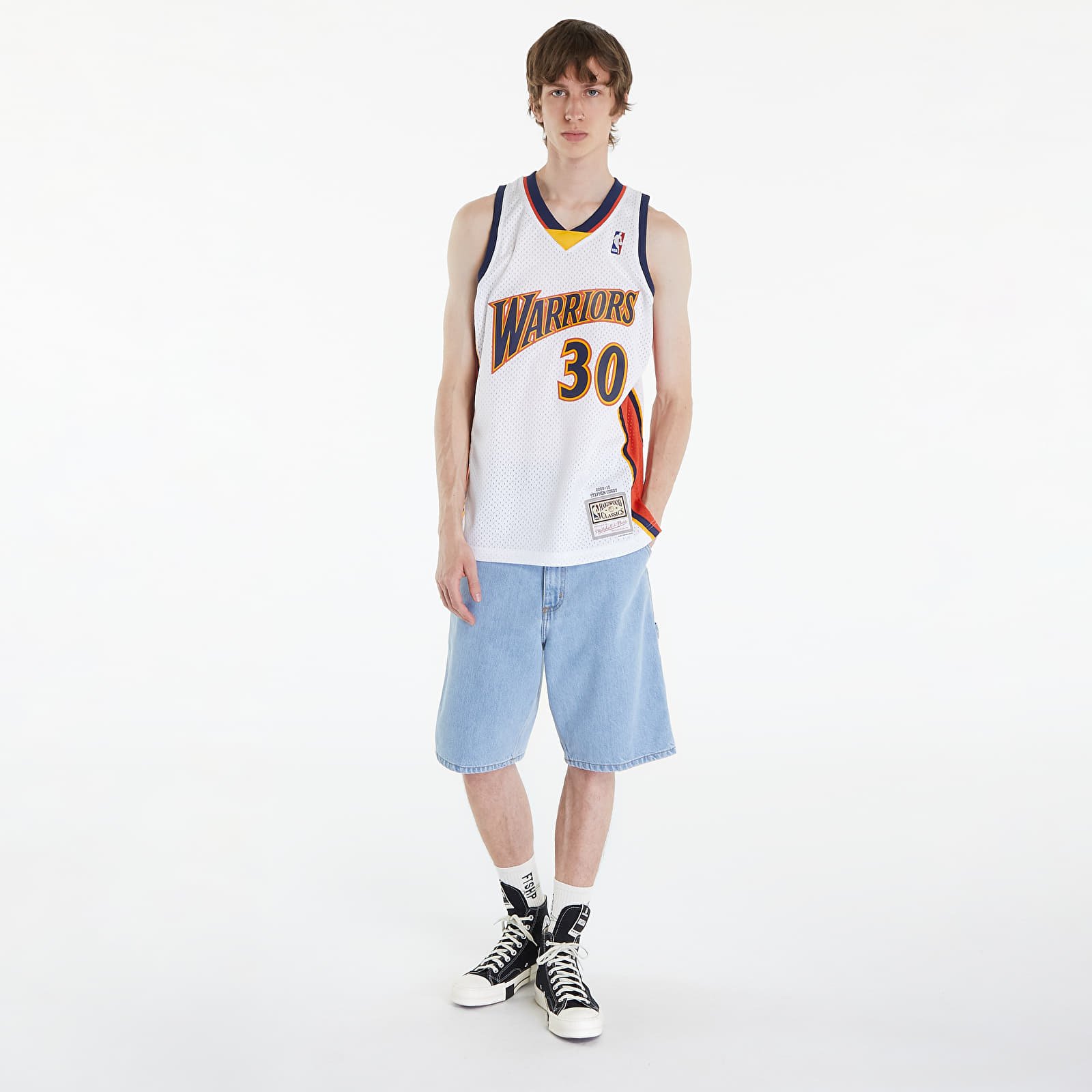 Maillots Mitchell & Ness Golden State Warriors 30 Stephen Curry Swingman Jersey White