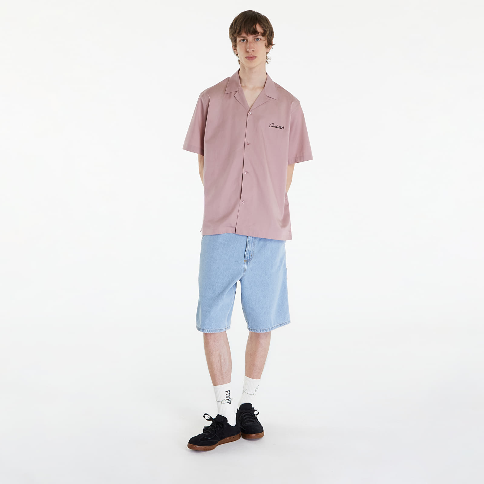 Men's shirts Carhartt WIP Short Sleeve Delray Shirt UNISEX Glassy Pink/ Black