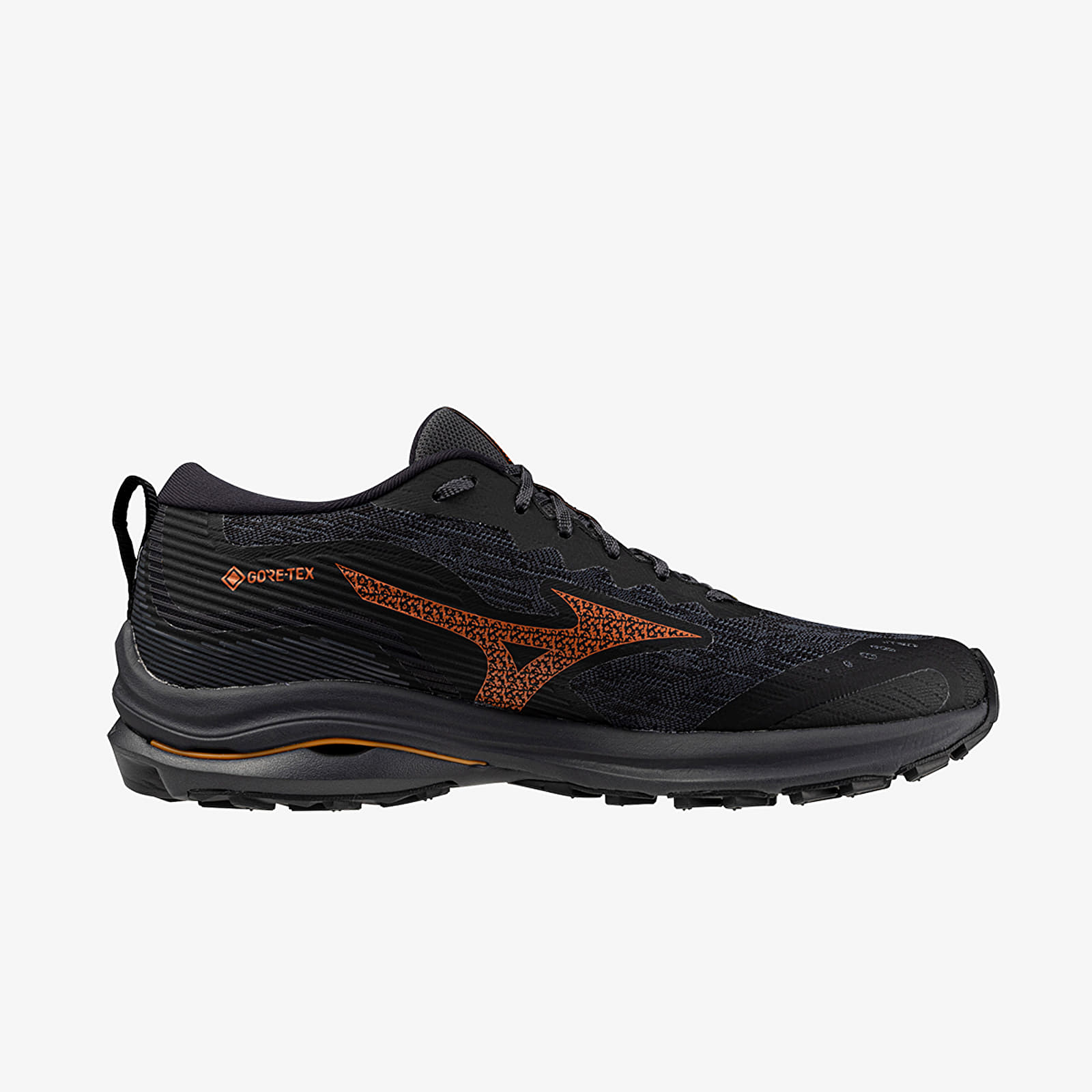 Turnschuhe und Schuhe für Männer Mizuno Wave Rider Gtx Black/ Nasturtium/ Carrot Curl