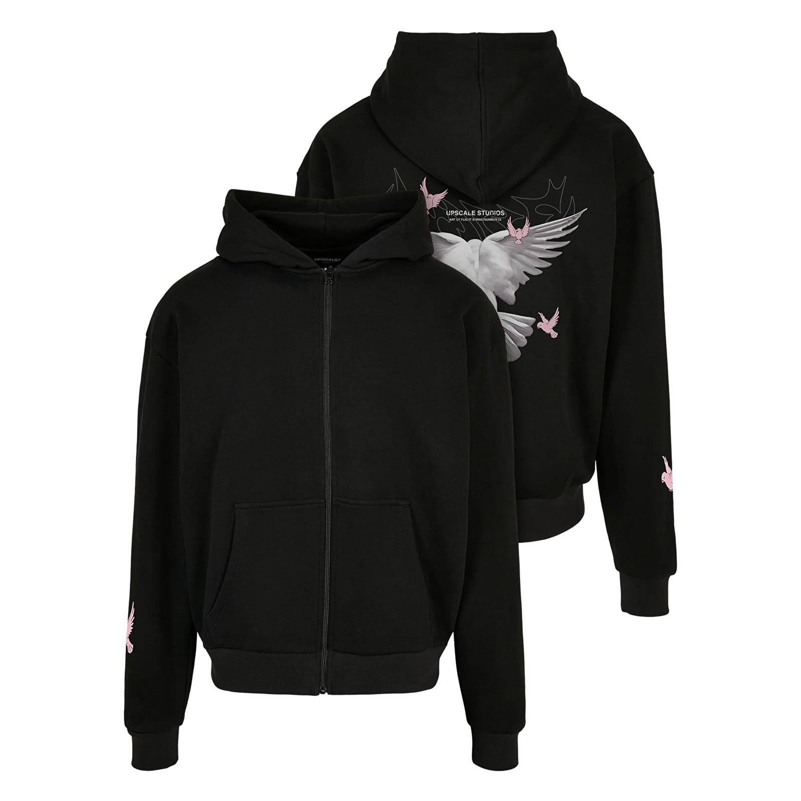 Dukserice Urban Classics Doves Oversize Zip Hoodie Black