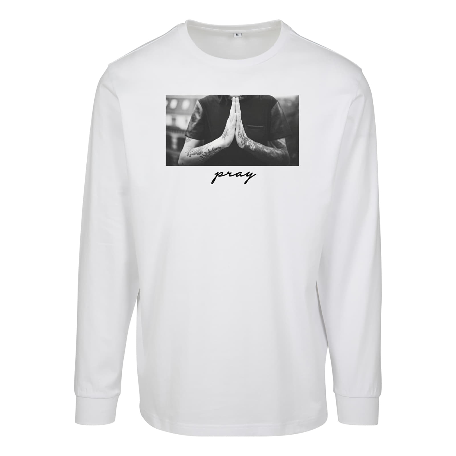 Tankpólók Urban Classics Pray Longsleeve White