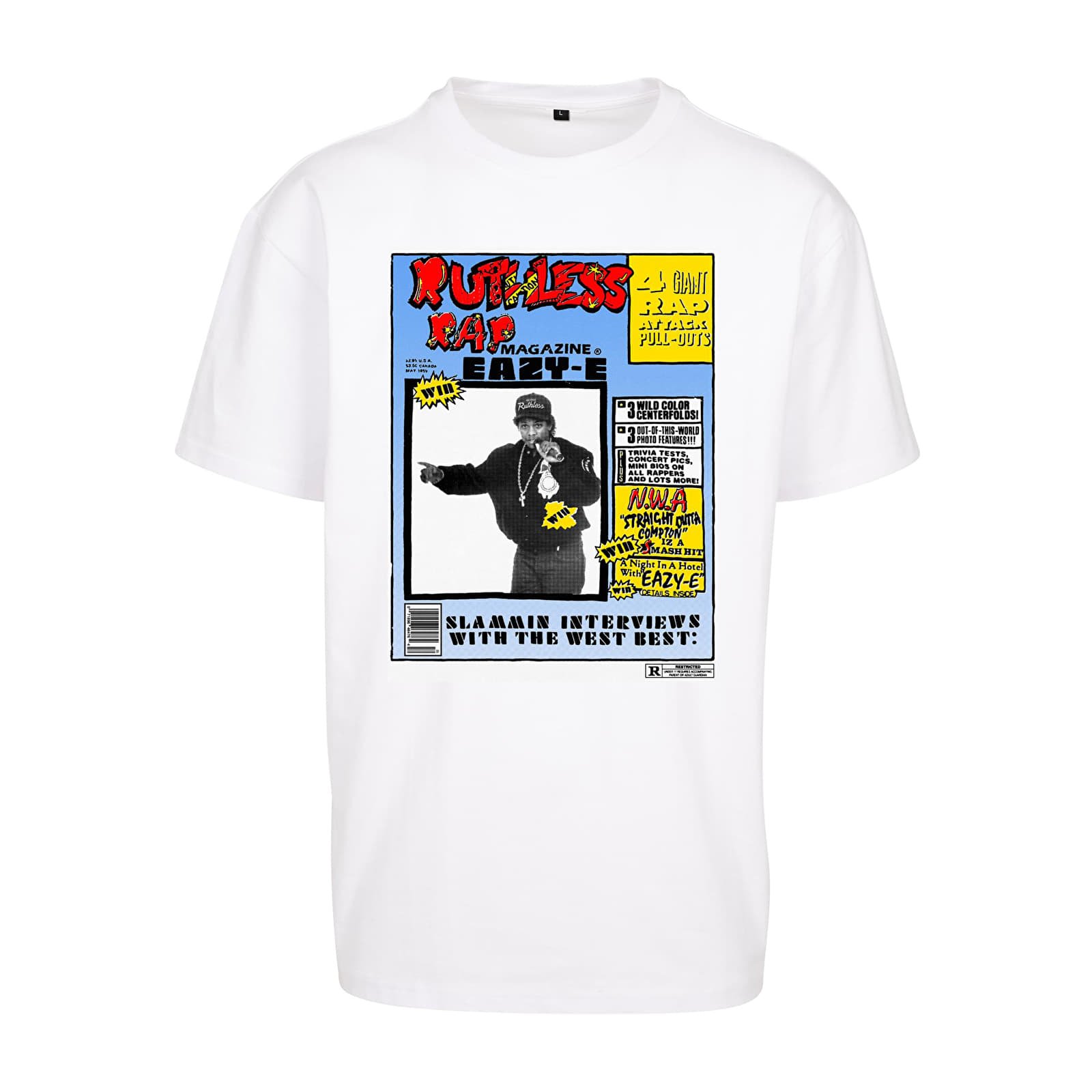 Koszulki Urban Classics Eazy-E RAP Magazine Oversize Tee White