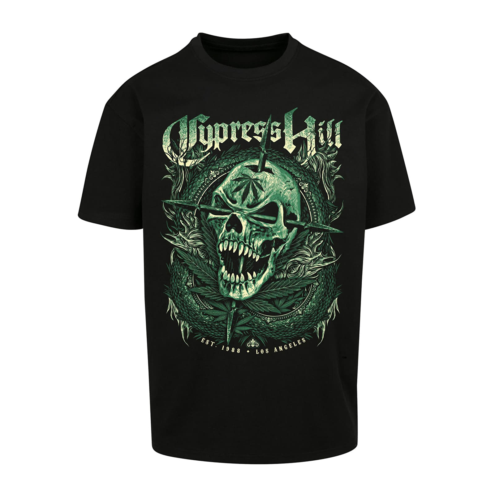 T-shirts Urban Classics Cypress Hill Skull Face Oversize Tee Black