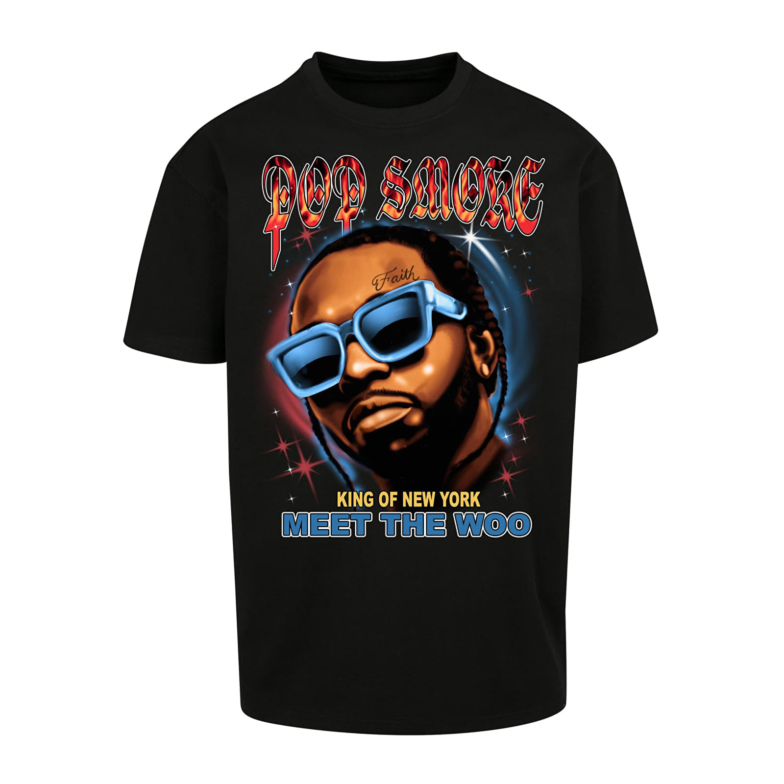 T-Shirts Urban Classics Pop Smoke Meet the woo Oversize Tee Black