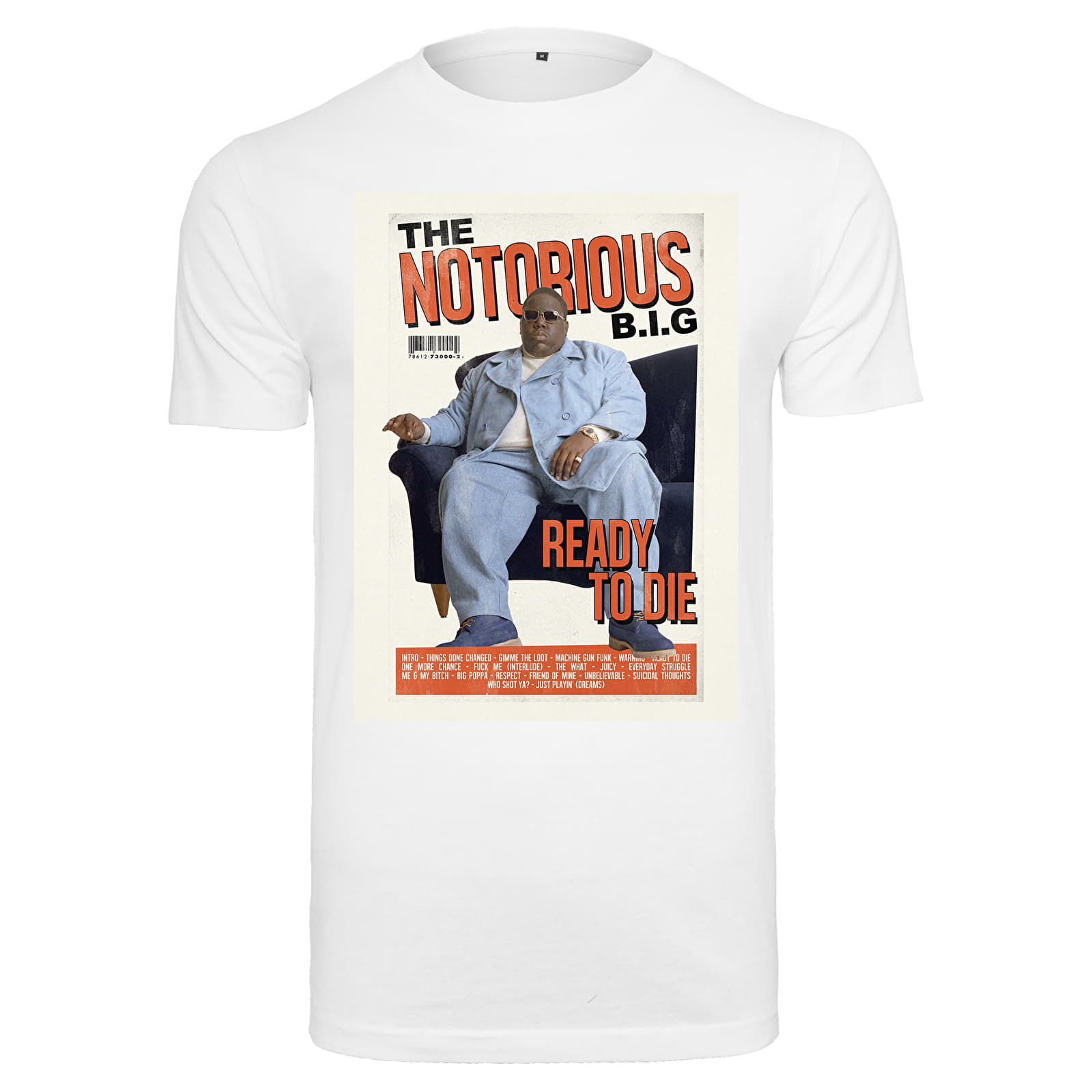 Trička Urban Classics Biggie Magazine Cover Tee White