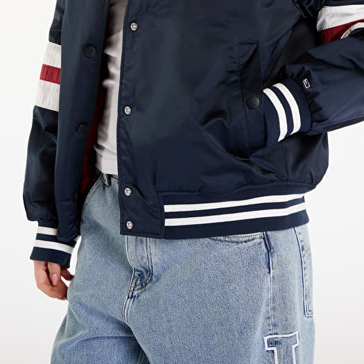 Women s bombers Tommy Jeans Satin Letterman Bomber Jacket Dark Night Navy Queens