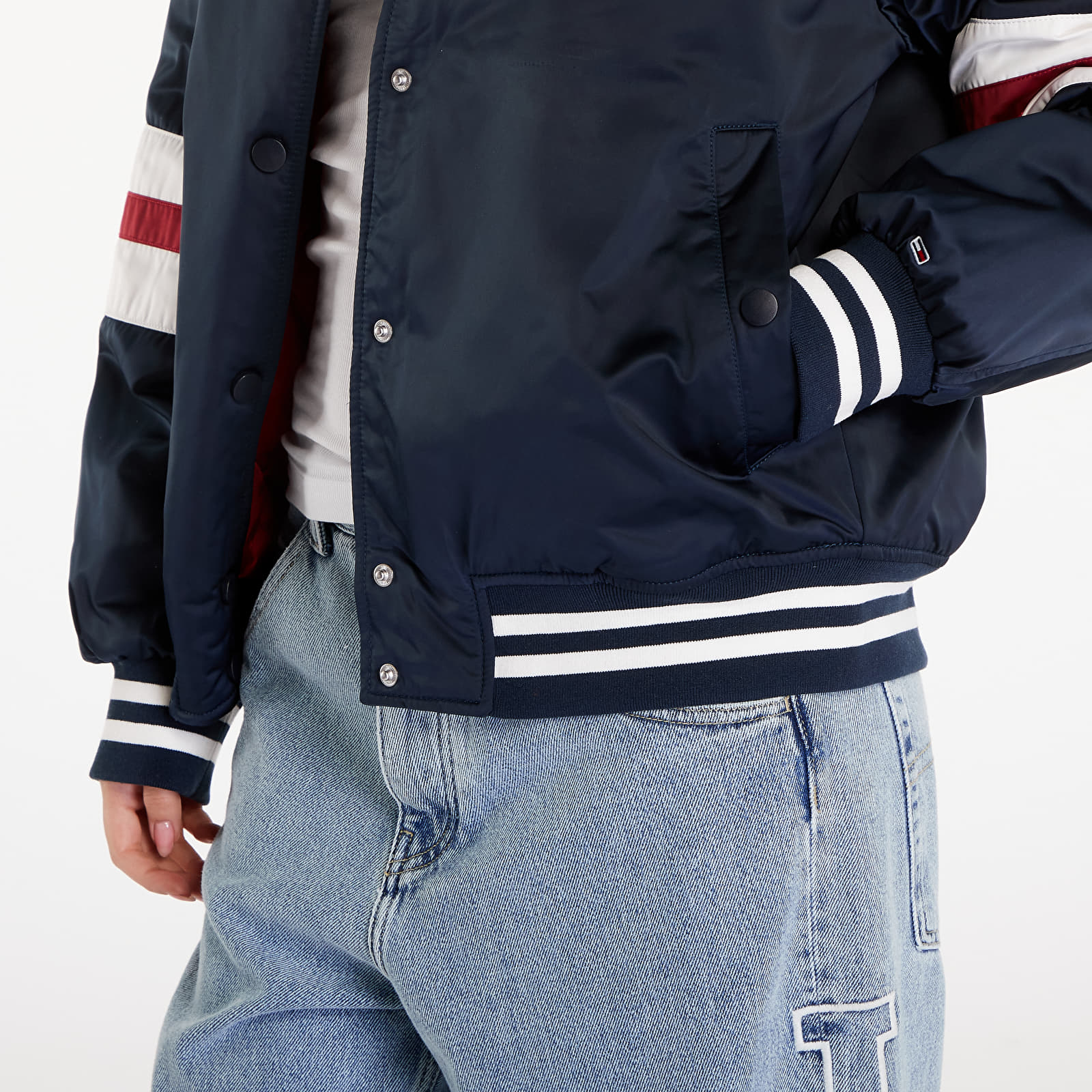 Women's bombers Tommy Jeans Satin Letterman Bomber Jacket Dark Night Navy
