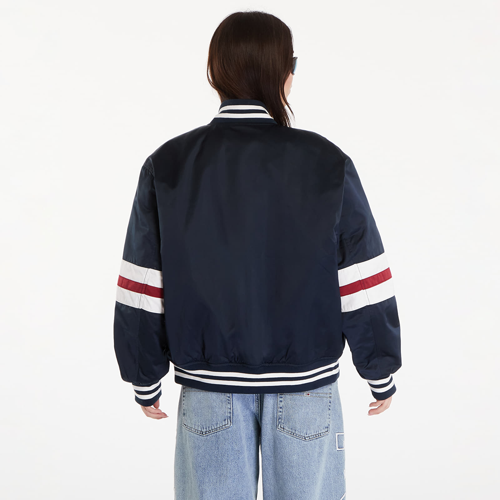 Women's bombers Tommy Jeans Satin Letterman Bomber Jacket Dark Night Navy