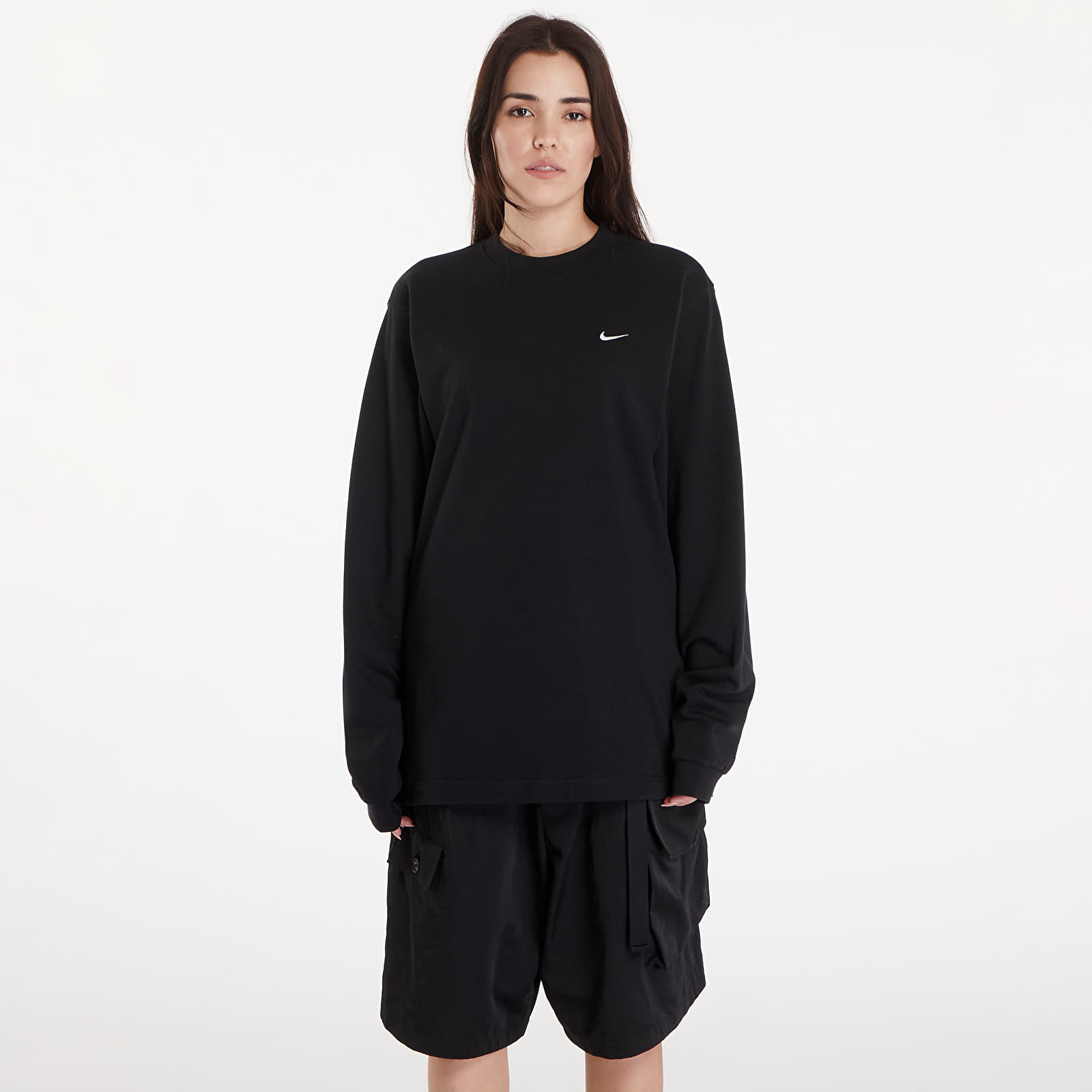 Muške majice Nike Solo Swoosh Unisex Long-Sleeve Top Black/ White