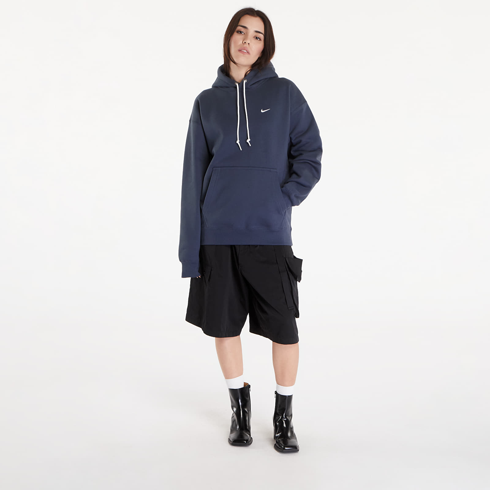 Sudaderas de hombre Nike Solo Swoosh Fleece Pullover Hoodie Thunder Blue/ White