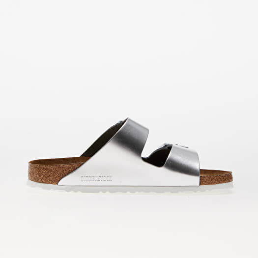 Birkenstock arizona soft footbed silver metallic sales
