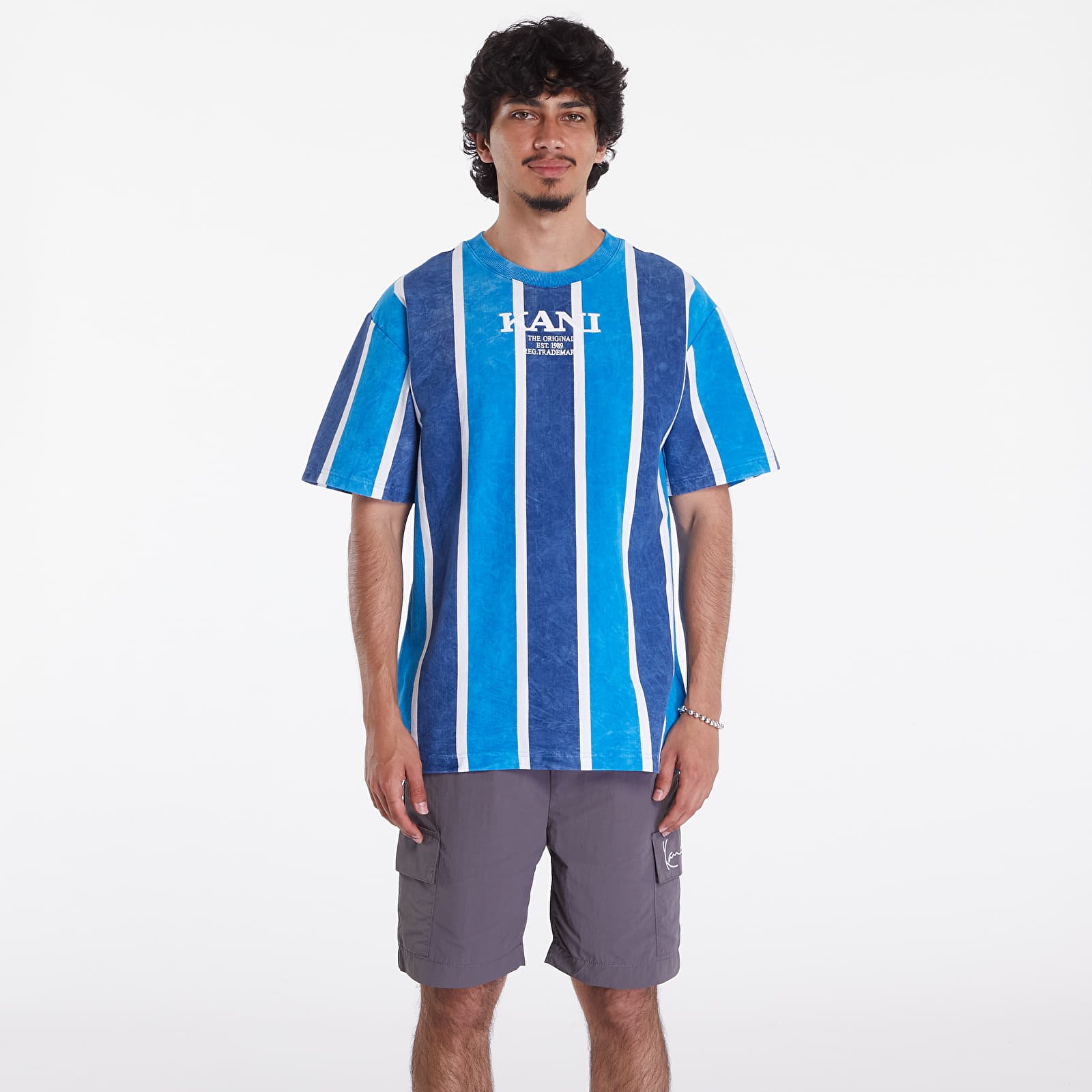 T-Shirts Karl Kani Retro Washed Stripe Tee Aqua/ Navy/ White