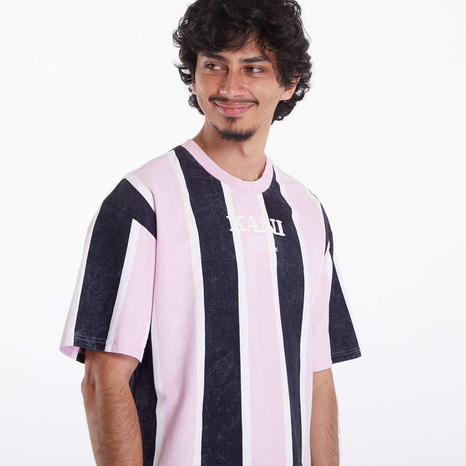 T-Shirts Karl Kani Retro Washed Stripe Tee Rose/ Grey/ White